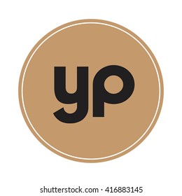 yp brown letters ,abstract background logo, design identity in circle, alphabet letter