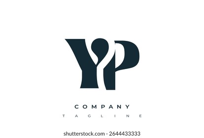 YP Creative Tipografía Abstractas Diseño de Logo. Logotipo elegante que combina tipografía atrevida y Formas creativas, ideal para soluciones de marca e identidad.