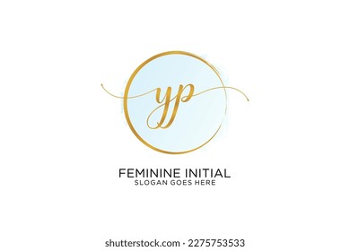 YP handwriting logo with circle template vector signature, wedding, fashion, floral and botanical with creative template.