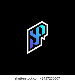 YP initial gradient blue gaming concept ideas for esport team, twitch and streamer