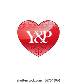 Y&P initial letter logo with ornament heart shape