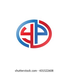 YP initial letters looping linked ellipse logo red blue