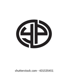 YP initial letters looping linked ellipse monogram logo