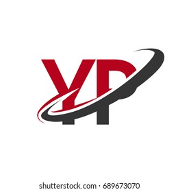 YP initial logo company name colored red and black swoosh design, isolated on white background. vector logo for business and company identity.