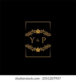 YP decoração monograma inicial para o logotipo do casamento com linha quadrada criativa