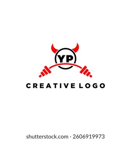 YP initial monogram for fitnes or gym logo with devil style design