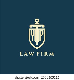 YP initial monogram for law firm with sword and shield logo image