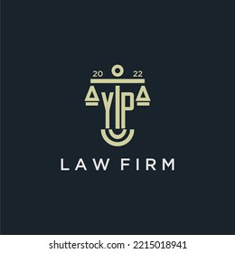 YP initial monogram logo for lawfirm with scale vector design