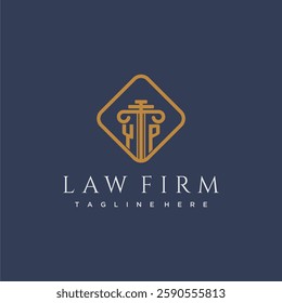 YP initial monogram logo for lawfirm with pillar in creative square design