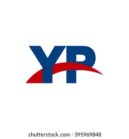 YP initial overlapping swoosh letter logo blue red
