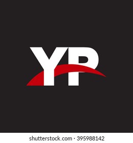 YP initial overlapping swoosh letter logo white red black background