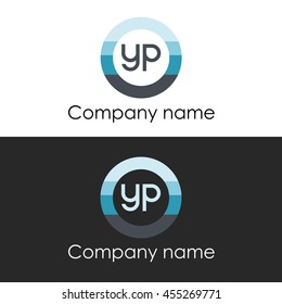 YP letter circle shape icon logo white blue
