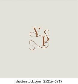Letra YP inicial con línea delgada moderno concepto de logotipo de estilo de boda con monograma curvo