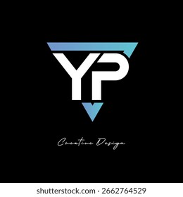 Logotipo de letra YP en triángulo: monograma de degradado moderno para el diseño de marca e identidad