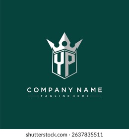 YP letter monogram initial logo for shield and crown design