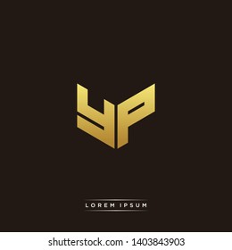 YP Logo Letter Initial Logo Designs Templete with Gold and Black Background