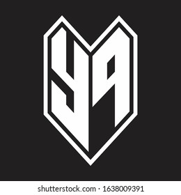 YP Logo monogram with emblem line style isolated on black background