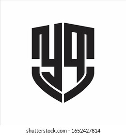 Monograma del logotipo YP con diseño de forma de escudo de emblemas aislado en fondo blanco