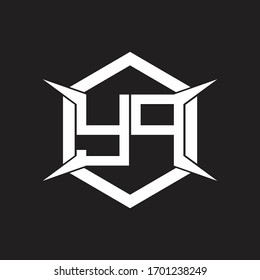 Monograma del logotipo de YP con hexágono y plantilla de diseño de forma de cuatro ejes