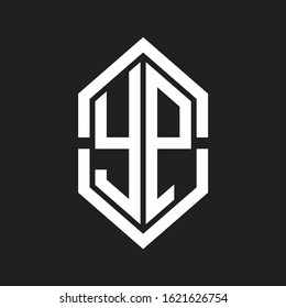 YP Logo monogram with hexagon shape and outline slice style with black and white