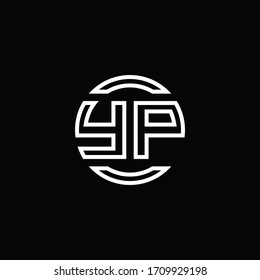 YP logo monogram with negative space circle rounded design template