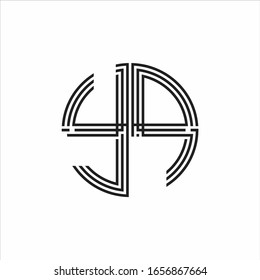 YP Logo monogram triple ribbon style line design template isolated on white background