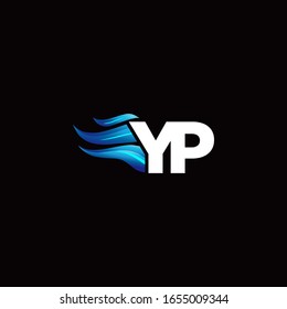YP monogram logo with blue fire style design template