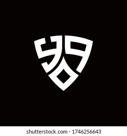 YP monogram logo with modern shield style design template isolated on black background