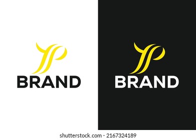 YP, PY letter initials text alphabet logo design.