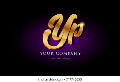 yp  y p alphabet combination letter logo in gold golden 3d metal beautiful typography suitable for banner brochure design