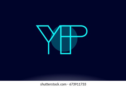 yp y p blue line circle letter logo alphabet creative company vector icon design template