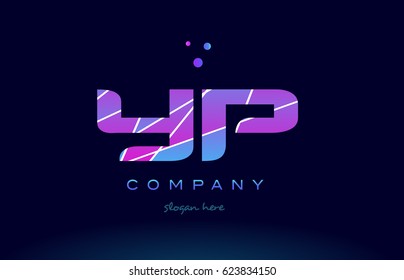 yp y p  creative color blue background pink purple magenta alphabet letter company logo vector icon