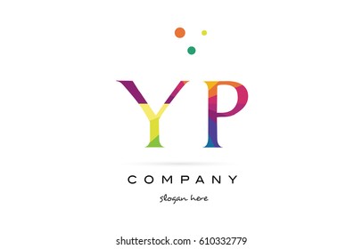 yp y p  creative rainbow colors colored alphabet company letter logo design vector icon template