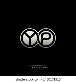 YP Y P initial letter linked circle capital monogram logo modern template silver color edition