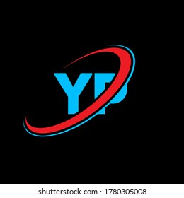 YP Y P letter logo design. Initial letter YP linked circle uppercase monogram logo red and blue. YP logo, Y P design. yp, y p