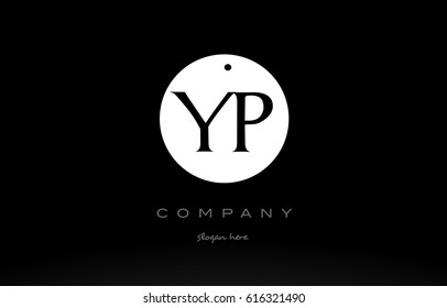 YP Y P simple black white circle background alphabet company logo design vector icon template