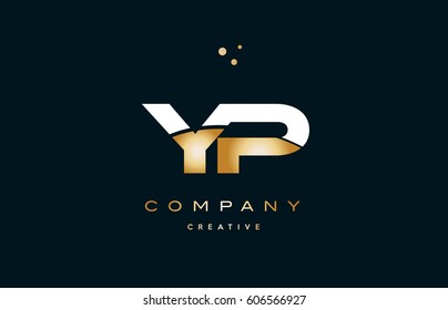 yp y p  white yellow gold golden metal metallic luxury alphabet company letter logo design vector icon template