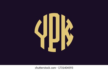 Plantilla de logotipo de marca vectorial de la letra monográfica del círculo YPK