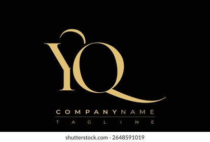 YQ Abstract Creative Jewelry Logo. A stylish logo featuring golden monogram initials in an elegant and modern typography, perfect for branding