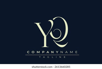YQ abstract Logo. Elegantly Designed Minimalist Monogram Logo with Stylish Lettering. Sophisticated and sleek minimalist monogram showcasing unique lettering design.