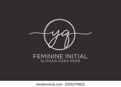 YQ handwriting logo with circle template vector logo of initial signature, wedding, fashion, floral and botanical with creative template.