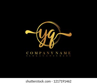 YQ initial handwriting logo circle template vector