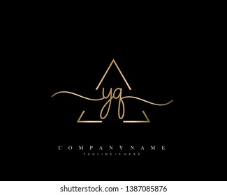 YQ initial handwriting logo template vector