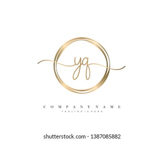 YQ initial handwriting logo template vector