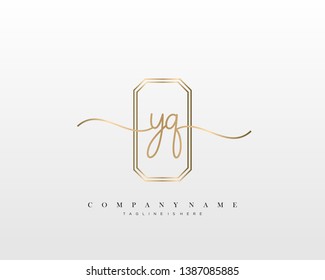 YQ initial handwriting logo template vector