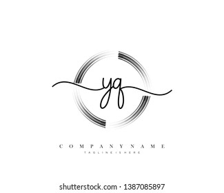 YQ initial handwriting logo template vector