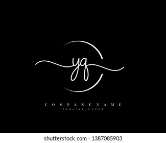YQ initial handwriting logo template vector