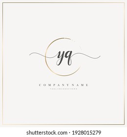 YQ Initial Letter handwriting logo hand drawn template vector, logo for beauty, cosmetics, wedding, fashion and business