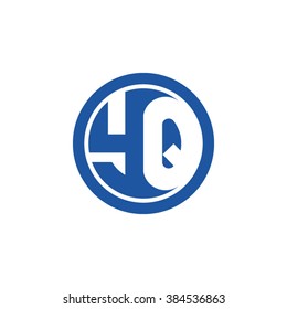 YQ initial letters circle business logo blue