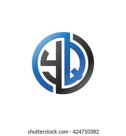 YQ initial letters looping linked circle logo blue black